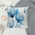 thumbnail image 2 of JEUXUS Blue Flickering Flower Abstract Tulips Flower Short Plush Pillowcase White, 2 of 5