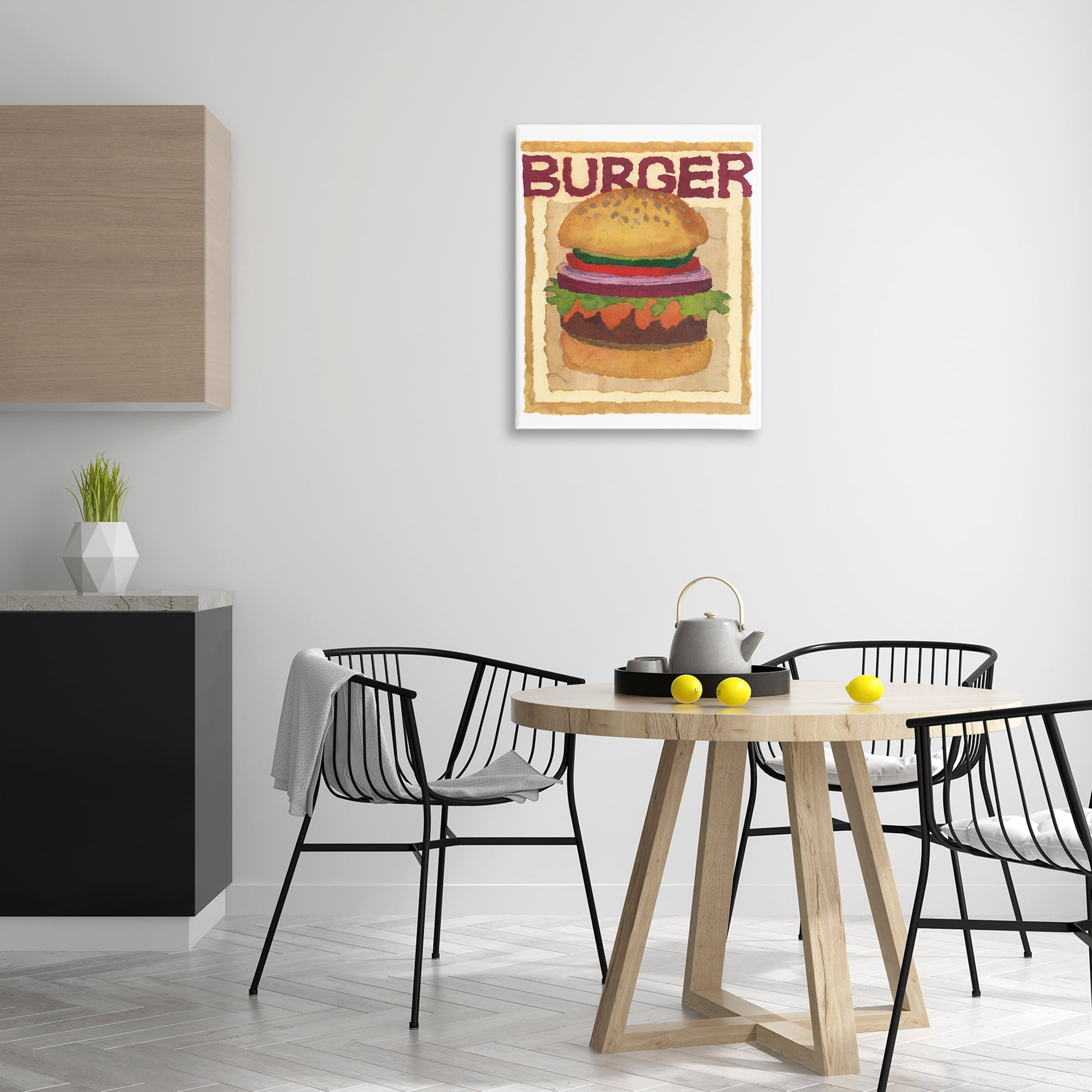 Stupell Industries Watercolor Style Burger Food & Beverage Painting Gallery Wrapped Canvas Art Print Wall Art, 24 x 30