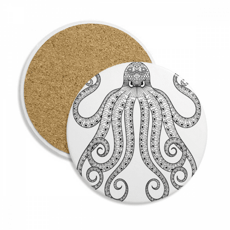 

Paint Octopus Eight Black Coaster Cup Mug Tabletop Protection Absorbent Stone