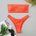 thumbnail image 6 of Afdoent Women's Bikini Sets Women Two Piece Solid Color Swimwear High Waisted Split Swimsuit Bikini Beachwear Padded Swimwear Beach Summer Outfits, 6 of 6