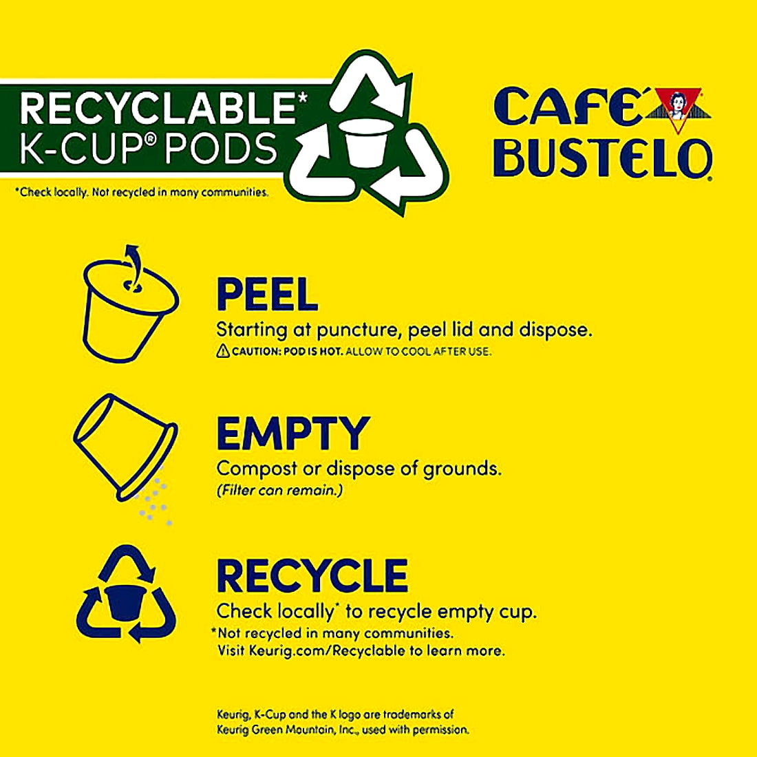 Café Bustelo, Espresso Style Dark Roast Coffee, Keurig K-Cup Pods, 100% Dark Roast Coffee - 80 Count