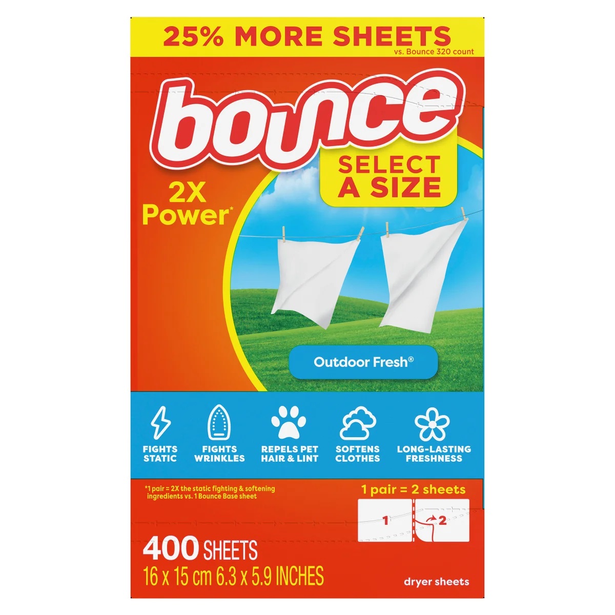 Bounce Select a Size Dryer Sheets, Outdoor Fresh, 400 Count photo 5