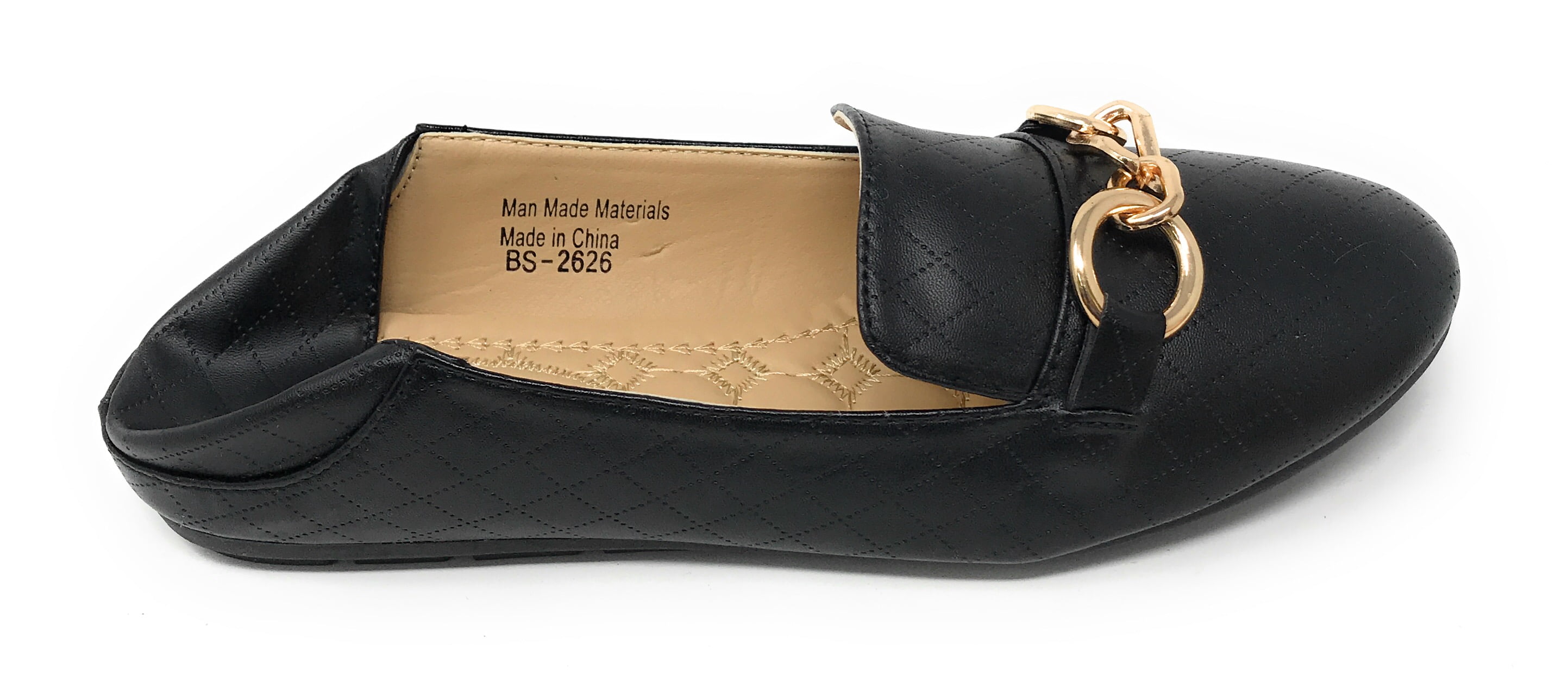 Victoria K Women's Foldover Quilted Gold Chain Ballerina Flats