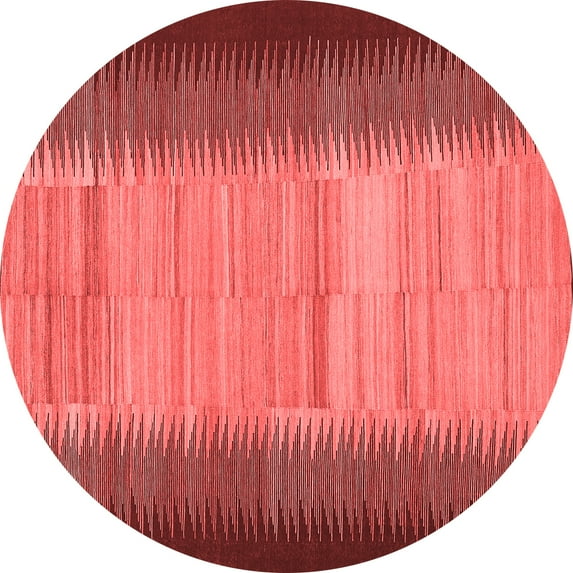 Ahgly Company Indoor Round Abstract Red Contemporary Area Rugs, 3' Round