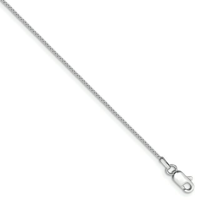 10k White Gold .9mm Box Chain Anklet Ankle Bracelet