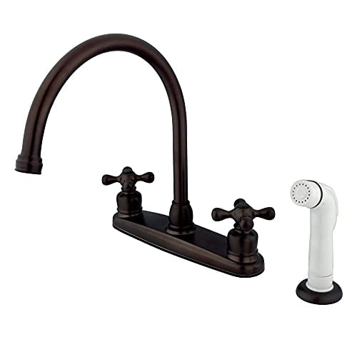 Kingston Brass KB725AX Kingston Brass Vintage Double Handle Goose Neck Kitchen Faucet with White Sprayer