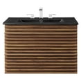 thumbnail image 6 of Sink Vanity Cabinet, Wall Mounted, Wood, Brown Walnut Black, Modern Contemporary Urban Design, Hotel Bedroom Bathroom Master Suite Guest, 6 of 10