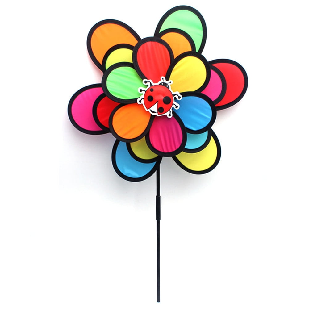 Fuwahahah Larger Double Layer Insect Windmill Wind Spinner Kids Toy Yard Garden Decoration