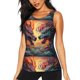 thumbnail image 1 of Balery Colorful Wave Dragon Head Camiseta sin mangas estampada ligera para mujer, tops de entrenamiento sin mangas, camisetas de yoga transpirables de secado rápido.-X-Large, 1 of 7
