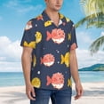 thumbnail image 5 of Bixox Men's Hawaiian Shirts Men's Cute Puffer Fish Print Short-Sleeve Shirt-X-Large, 5 of 8