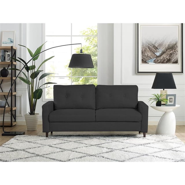 Lifestyle Solutions Canapé Luna en Tissu Noir Rembourré