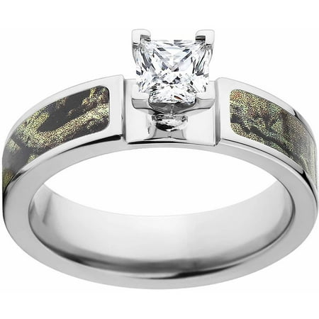 Break Up Infinity Camo 1 Carat T.G.W. Princess CZ in 14kt White Gold Prong Setting Cobalt Engagement Ring with Polished Edges and Deluxe Comfort (Best Selling Engagement Rings)