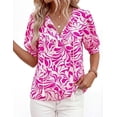 thumbnail image 2 of PRETTYGARDEN Womens Summer Boho Tops Vacation Outfits Casual Tie Front V Neck Peasant Blouses Puff Short Sleeve Shirts, 2 of 7