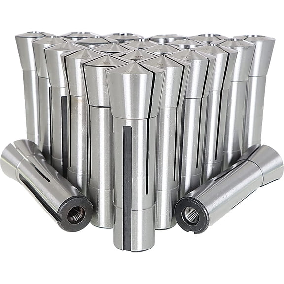 waltyotur Steel Collet 1/16 to 3/4 Inch R8 Collet Kit for Milling Machine 23 Pieces