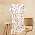 thumbnail image 2 of Chemise de Nuit pour Femmes, Manches Courtes à Col Rond Imprimé, Robe d'Allaitement, Rayonne Spandex Douce, Robe de Détente Longueur Genou, 2 of 5
