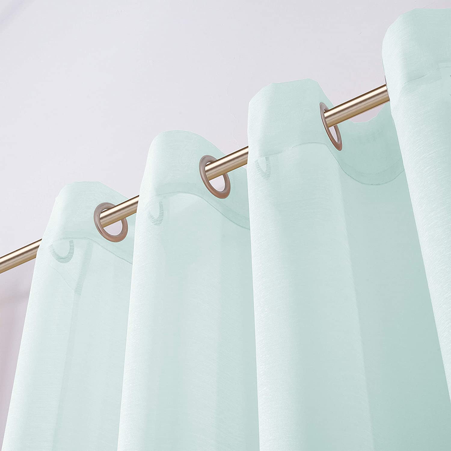 Dainty Home Malibu Textured Semi-Sheer Grommet Top Curtain Panel Pair, 108" x 84" In Aqua