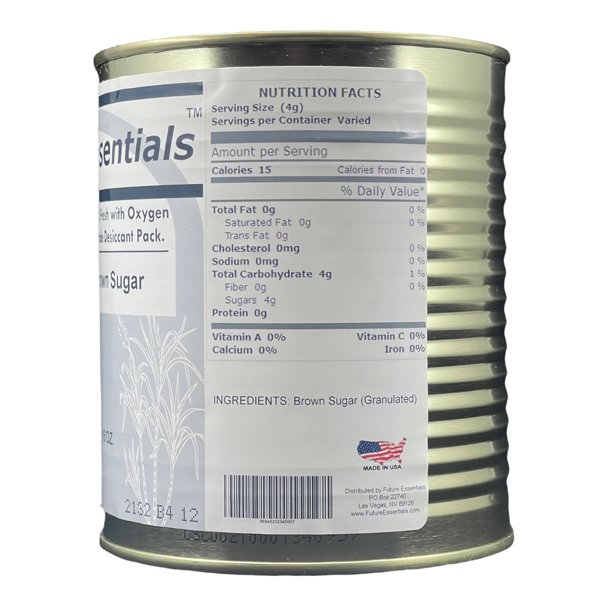 Future Essentials Long Shelf Life Emergency Food Canned Granulated Brown Sugar- 12 Cans