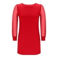 thumbnail image 5 of Antinious Women Long Sleeve Solid Crew Neck Frock Dress Mesh Sheer Polka Paneled Mid Calf Evening Dress,Birthday Dresses for Women,Women Party Dress,Red,XXL, 5 of 5