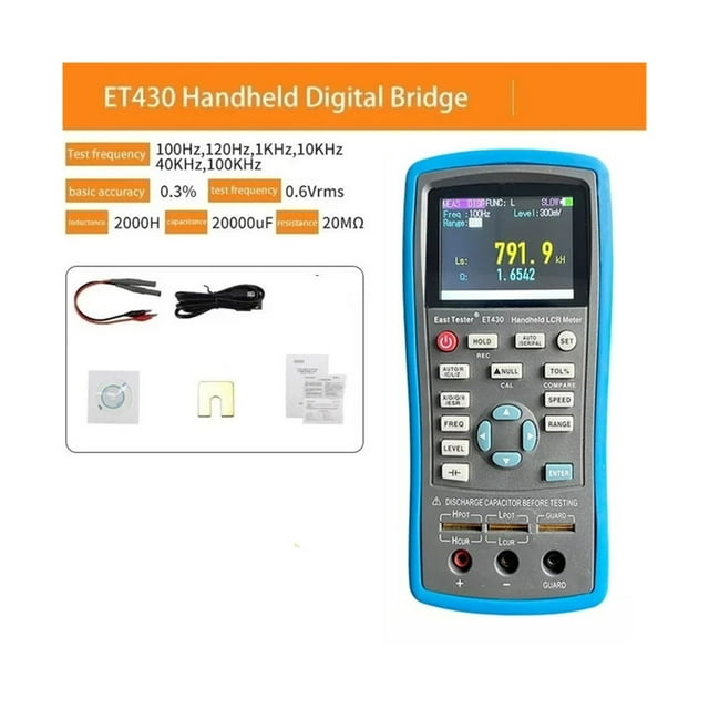 Pont Numérique LCR Mètre ET43 USB Portatif Haute Précision Test de Résistance à l'Inductance Affichage Numérique, Facile à Utiliser