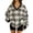 Gray, variant on Women's Fleece Plaid Sweatshirt Long Sleeve V Neck Fuzzy Pullover Top
