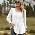 thumbnail image 2 of SWSMCLT Women's High Shirt Long Sleeve Top Ruched Blouse Fashion Babydoll Scoop Neck Date Night Fall Winter White XX-Large, 2 of 5