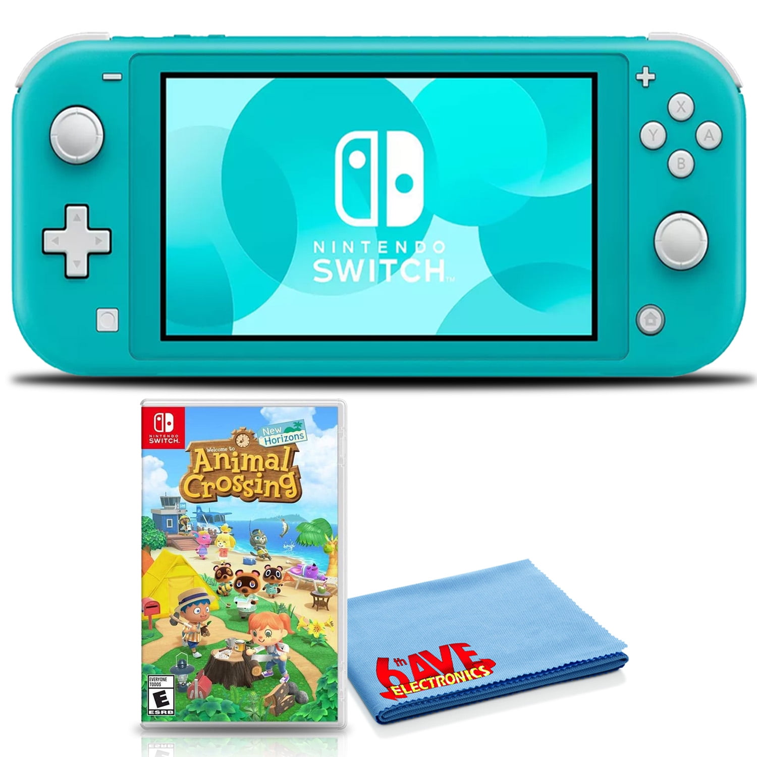 Nintendo Switch Lite Turquoise Bundle with Animal Crossing Fiber Cloth Walmart