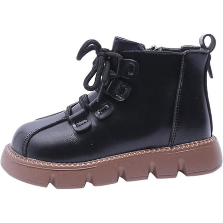 

QWZNDZGR Baby Boys Girls Loafers Shoes Lace Up Sneakers Fleece Warm Snow Boots Anti-Slip Middle Boots Walking Hiking Boot Shoe