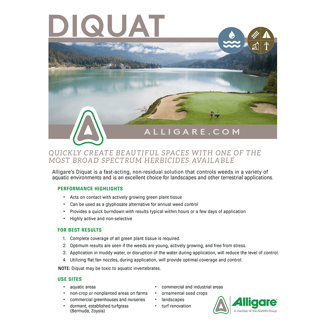 Diquat Herbicide - Fast-Acting Non-Residual - 128 fl oz Jug by Alligare