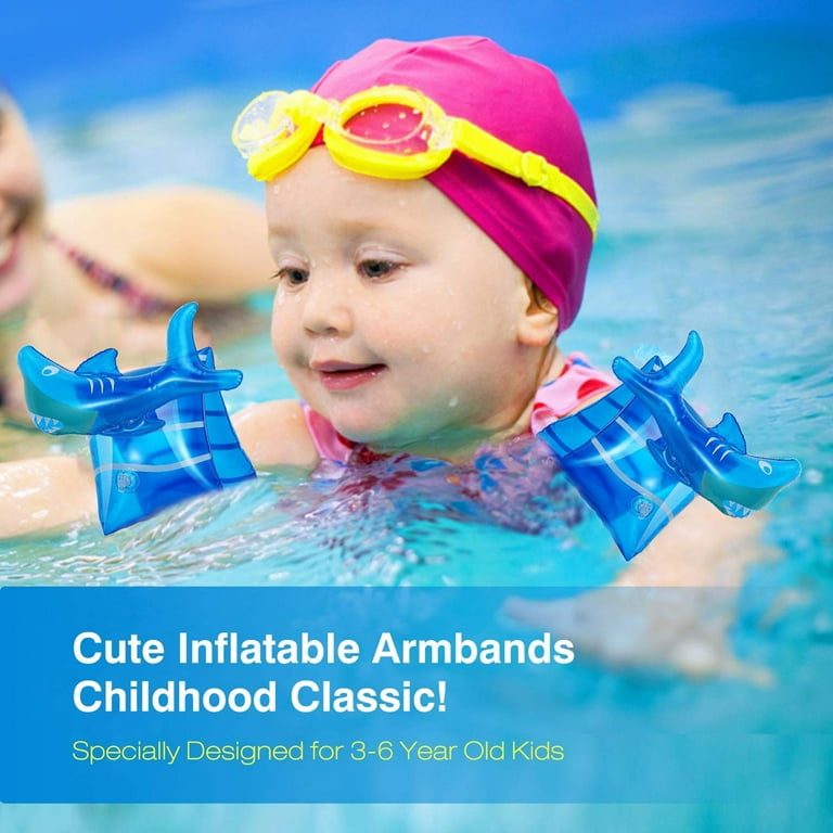 2Pcs Swim Arm Floaties for Kids Inflatable Swim Armbands Swim Floater Sleeves Swimming Arm Float Rings for Toddler Boys Girls