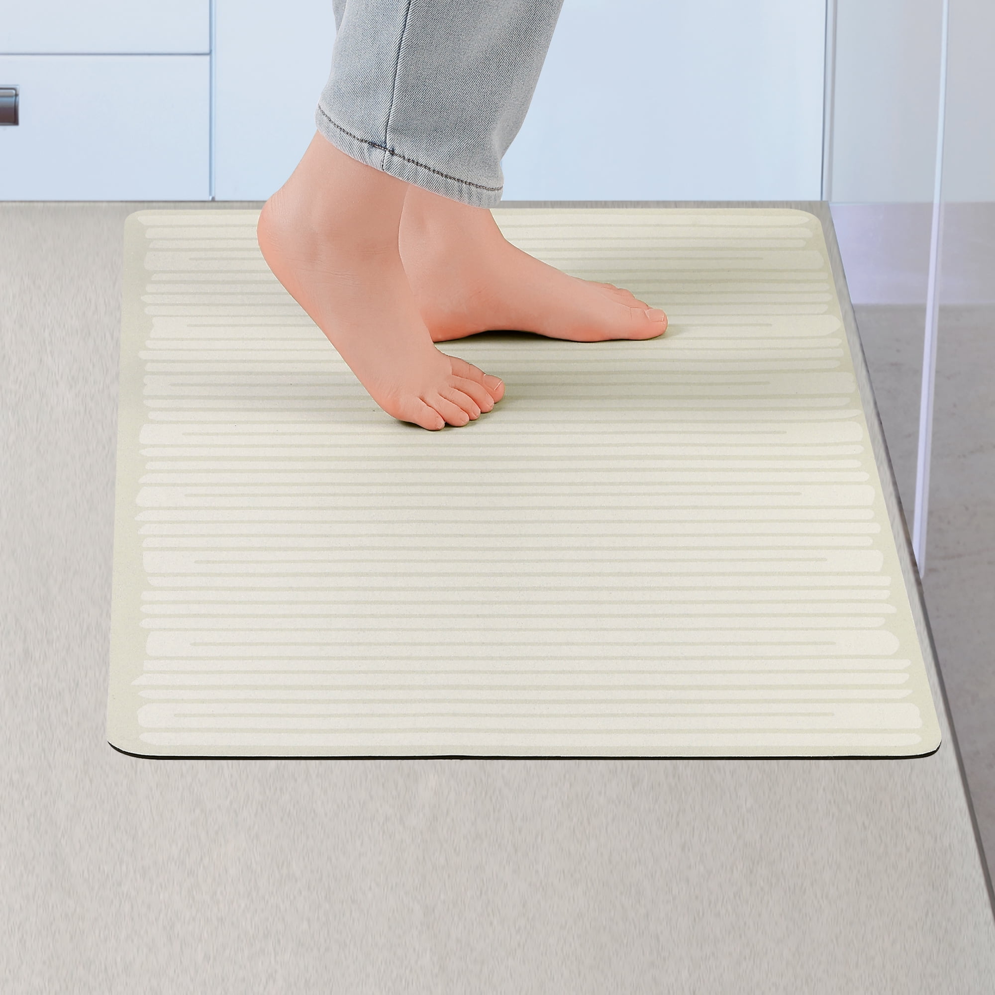 Unique Bargains Modern Soft Comfort Kitchen Rug Absorbent Non Slip Kitchen Mat Washable White 24" x 36"