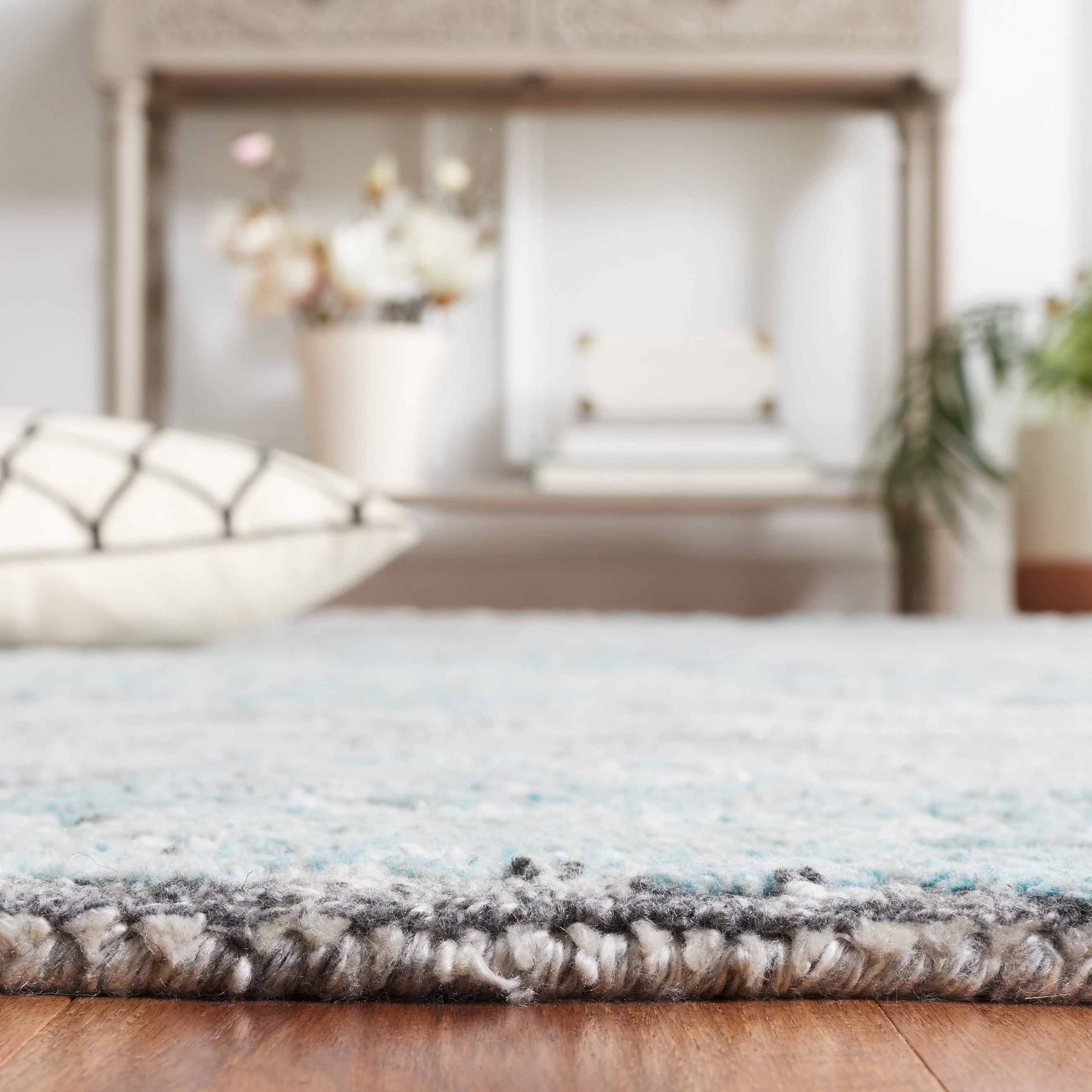 SAFAVIEH Marquee Madilyn Abstract Polyester Area Rug, Grey/Teal, 4' x 6'