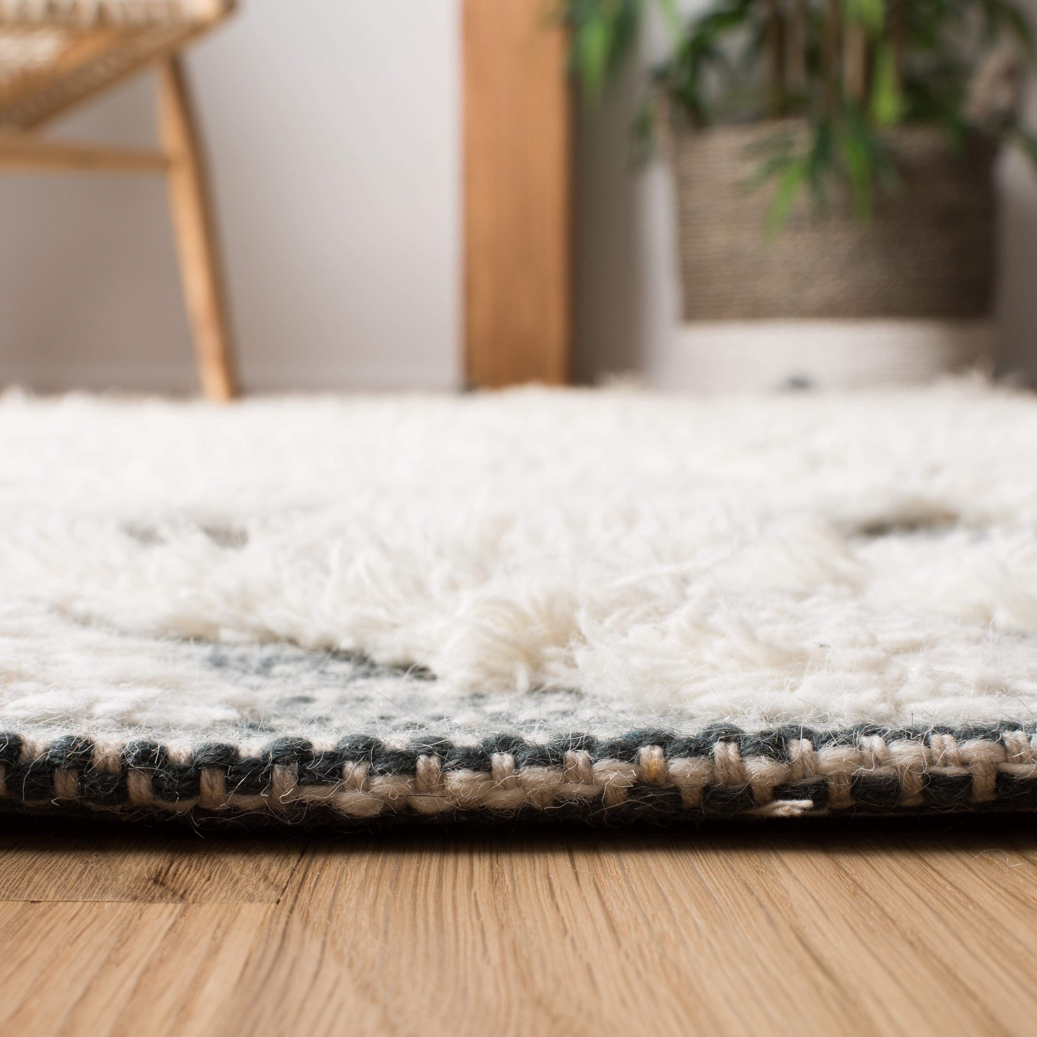 SAFAVIEH Kenya Arline Geometric Wool Area Rug, Teal/Ivory, 9' x 12'