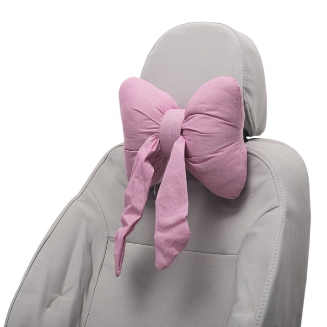 Almohada para la Cabeza del Automóvil Unique Bargains, Soporte Ergonómico y Cómodo para el Cuello, Algodón y Lino, Espuma Viscoelástica, Ancho Ajustable, Rosa, 2 Pcs para Conducir y Viajar