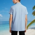 thumbnail image 6 of CAIXIA Boys Button Down Chambray Shirts Casual Short Sleeve Cotton Linen Shirt with Pockets for Kids, 6 of 7