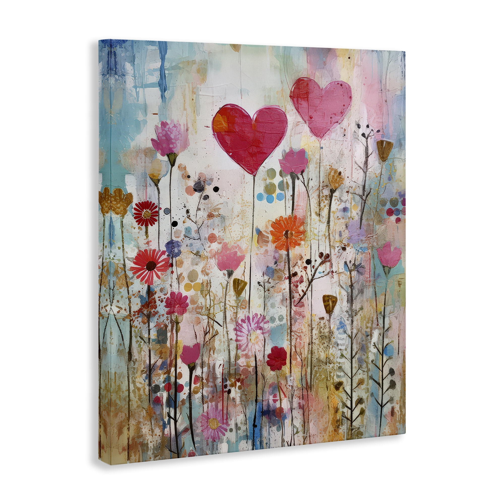 Stupell Industries Heart & Garden Collage Abstract Painting Wrapped Canvas Art Print Wall Art, 24 x 30