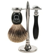Parker 111B Safety Razor Shave Set - Includes 100% PURE Badger Brush, Stainless Steel Stand & Parker 111B Deluxe Safety Razor **NEW FOR 2016 **