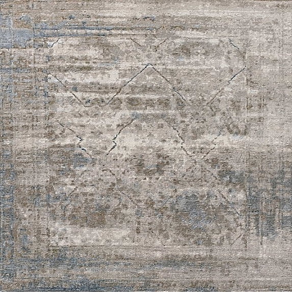 Ahgly Company Machine Washable Indoor Square Industrial Modern Silver Pink Area Rugs, 4' Square