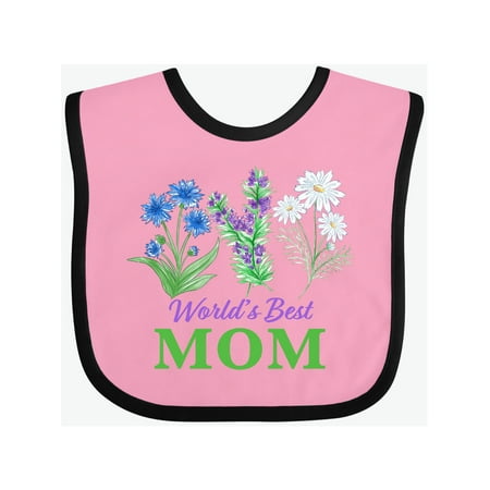 

Inktastic World s Best Mom with Wildflowers Gift Baby Boy or Baby Girl Bib
