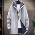 thumbnail image 2 of Alkepwun Men's Solid Color Hooded Jacket Windbreaker Mid Length Hooded Jacket, 2 of 5