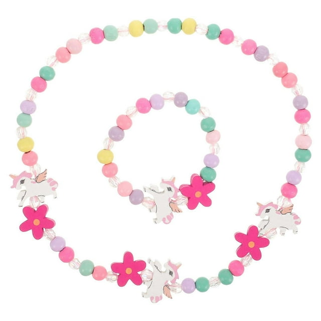 Wood Crafts Kids Kids Beaded Necklace Unicorn Beads Necklace Bracelet Kids Play Necklace Unicorn Jewelry Little Girls