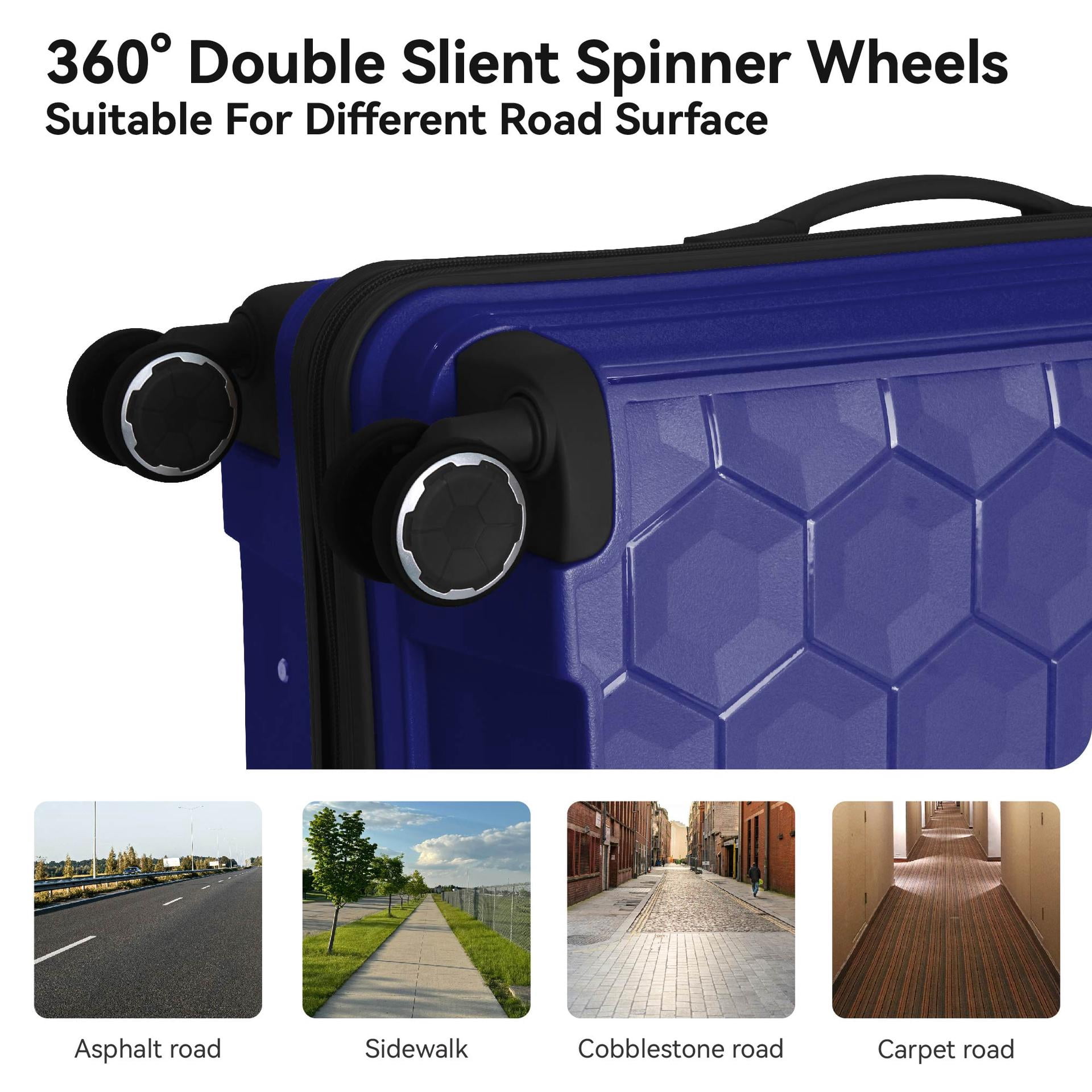 3-Piece Hardshell Spinner Luggage Set with TSA Lock, Durable PP Suitcase (20/24/28in)