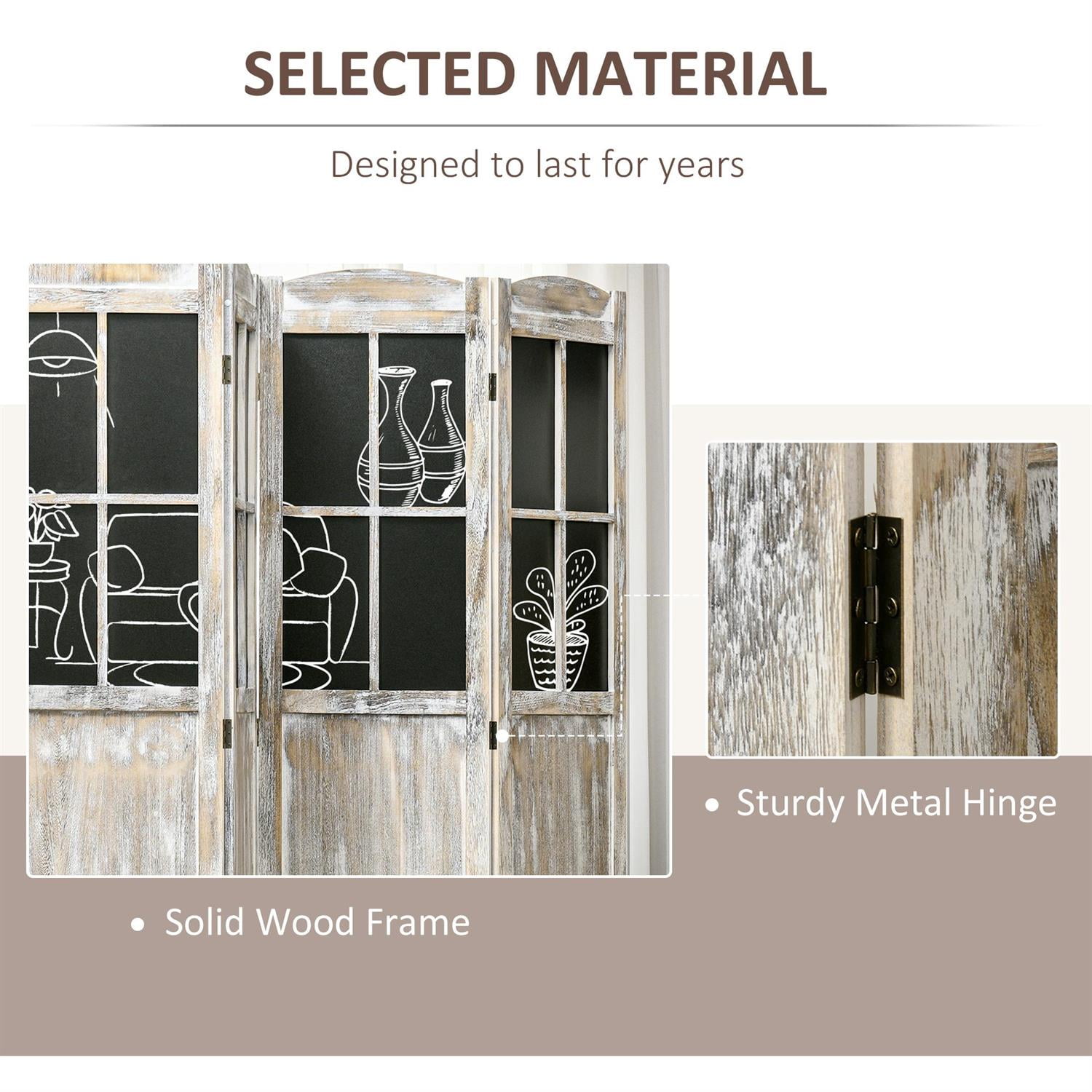 Demi Bonn 4-Panel Room Divider with Hinged Freestanding, 5.6' Tall Wood Privacy Screen with Folding & Portable for Home & Office, Black