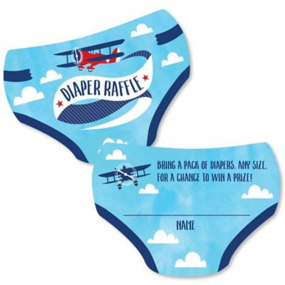 Taking Flight - Airplane - Diaper Shaped Raffle Ticket Inserts - Vintage Plane Baby Shower Activities - Diaper Raffle Game - Set of (Best App For Buying Plane Tickets)