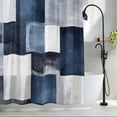 thumbnail image 2 of Navy Blue Black Fabric Shower Curtain Ombre Modern Abstract Washable Shower Curtains for Bathroom, Waterproof Bath Curtain with Hooks Home Decor 72x84in, 2 of 8