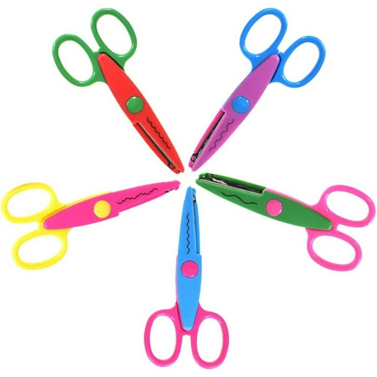 Nogis Craft Scissors Decorative Edge, ABS Resin Scrapbook Scissors with 6 Pattern, Safe for Kids, Smoothly Cutting, Set of 6, Funny&Colorful, Size