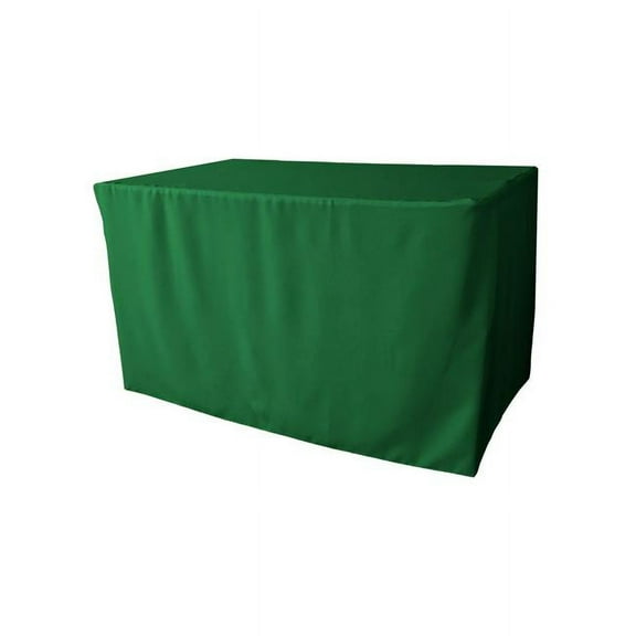 LA Linen TCpop-fit-48x30x30-GreenEmP32 1.8 lbs Polyester Poplin Fitted Tablecloth, Emerald Green