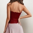 thumbnail image 4 of HAYIMI Women Detachable Strap Smocked Tube Tops, Ruffle Edge Elastic Strapless Bandeau Bustier, Textured Fabric Convertible Wrap Camisole for Daily Layering, 4 of 6