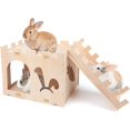 thumbnail image 1 of Castillo de madera extragrande para conejos, casa de juegos desmontable, 1 of 4