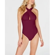 Michael Kors RUBY Solid Convertible Ruched One-Piece Swimsuit, US 16