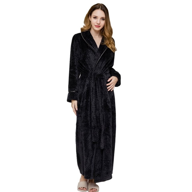 Camisón de franela alargado y grueso para parejas, para otoño e invierno, albornoces para hombres y mujeres, pijamas de vellón coral extragrandes